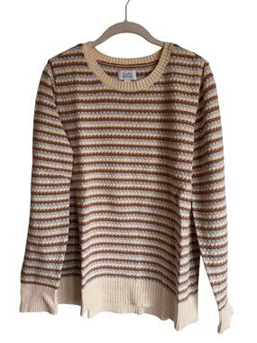 Cotton Knit Sweater Light Blue, Cream, and Brown - Croft & Barrow Women's XL
